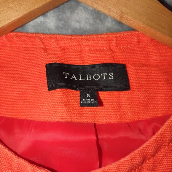 Talbots Women's 8 Vintage Vibrant Orange Old Money Church Popover Classic Jacket - Picture 3 of 10